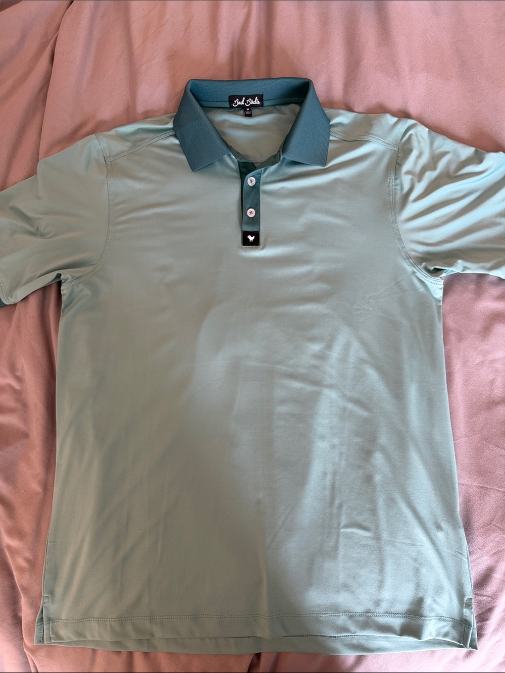 Bad Birdie Ridge Performance Mint Green Polo with Teal Contrast Collar